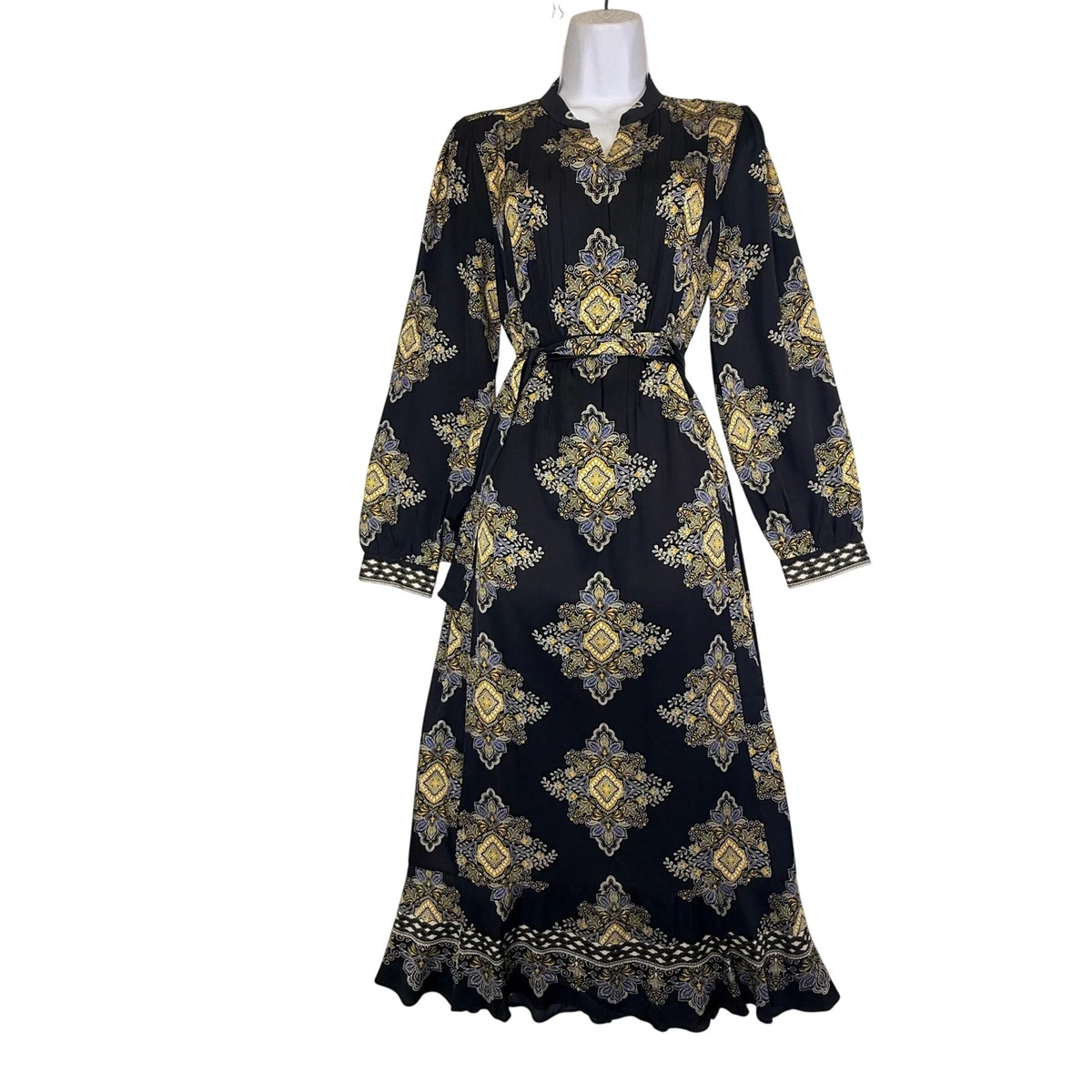 t tahari long sleeve tiered maxi dress Elie Tahari