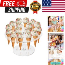 Ice Cream Cone Holder, Clear 16 Holes Food Stand,Acrylic Waffle Cone Display ...