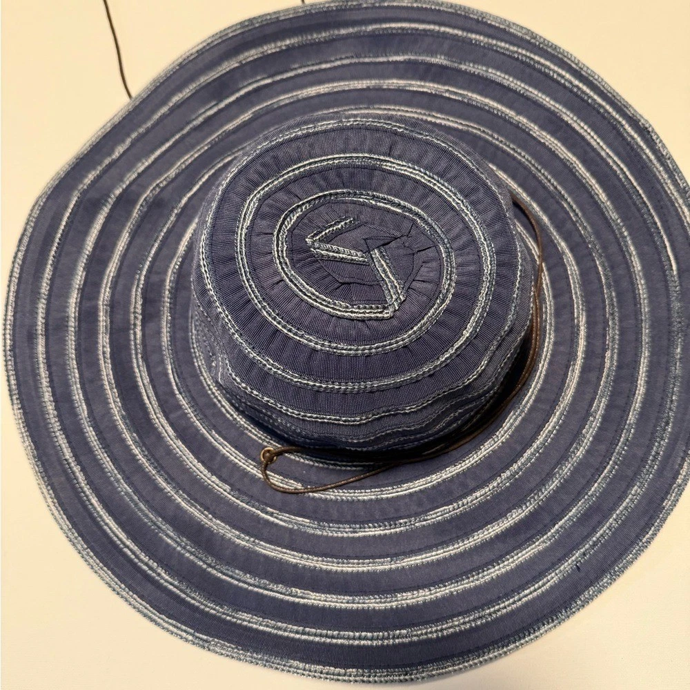 Panama Jack Navy and White Striped Womens Hat