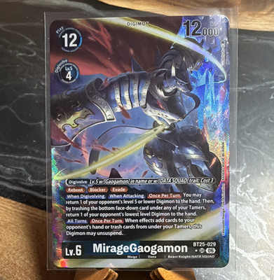 Bandai Digimon MirageGaogamon BT25-029 (Alt)Holo Reboot Blocker Evade Mega 12000