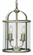 Ceiling Light Brass Fern 2 Antique Clear Glass Oaks Lighting 351/2 AB