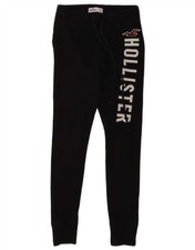 HOLLISTER Womens Graphic Tracksuit Trousers Joggers UK 4 XS  Black Cotton BK13