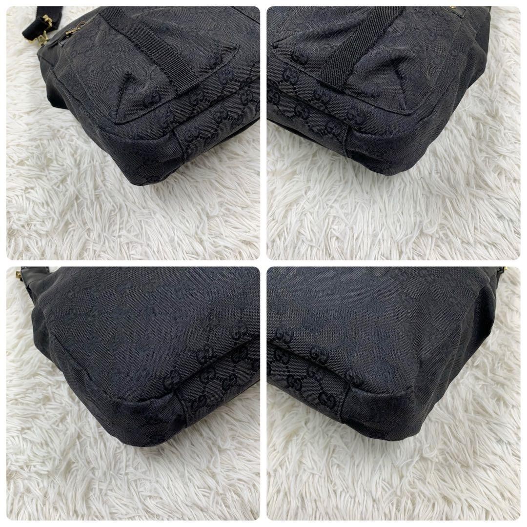 GUCCI Hobo GG Canvas Leather Black One Shoulder Bag Authentic Excellent Conditi thumbnail 6