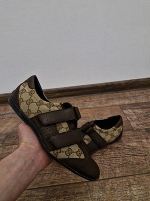 Gucci Vintage 90s Monogram Leather Brown Trainers size 37