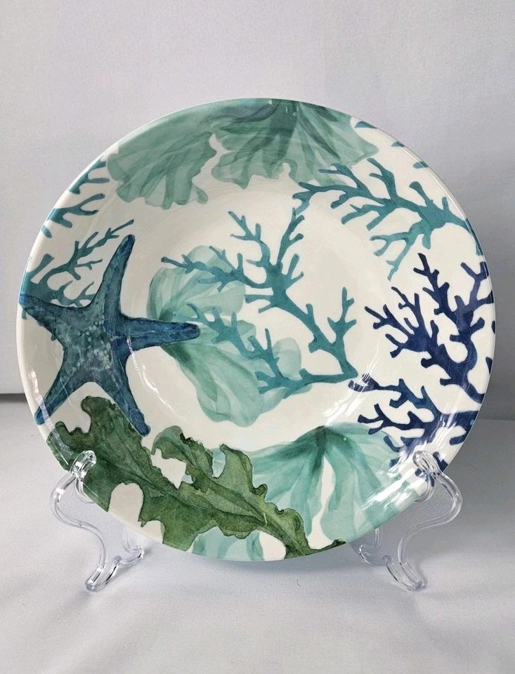 Melamine Coastal Beach Sea life Side Bowls Set of 5 Nautical 7" Diameter  - Image 3 of 4