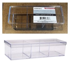 ESSENTIALS Clear Acrylic 3-Compartment Organizer Storage Box w/Lid - 8x3x2