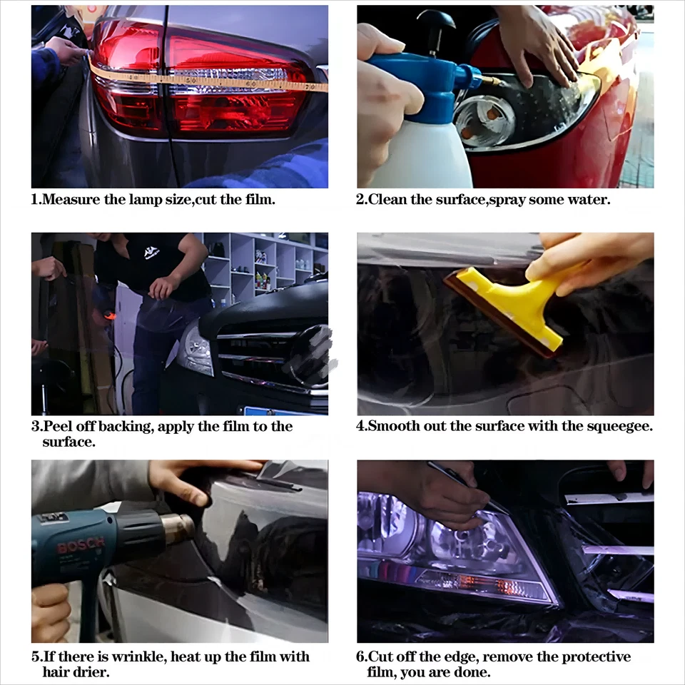 Protector de película de vinilo tinte automático de 1 pie * 2 pies para luz faro luz trasera lámpara antiniebla Foto 4 de 4