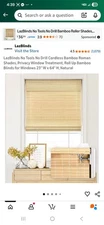 LazBlinds No Tool Cordless Bamboo Roman Shades  23" W x 64" H  - Brown