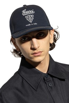 Authentic Men's Gucci Navy Cotton Canvas Yume Baseball Hat Cap