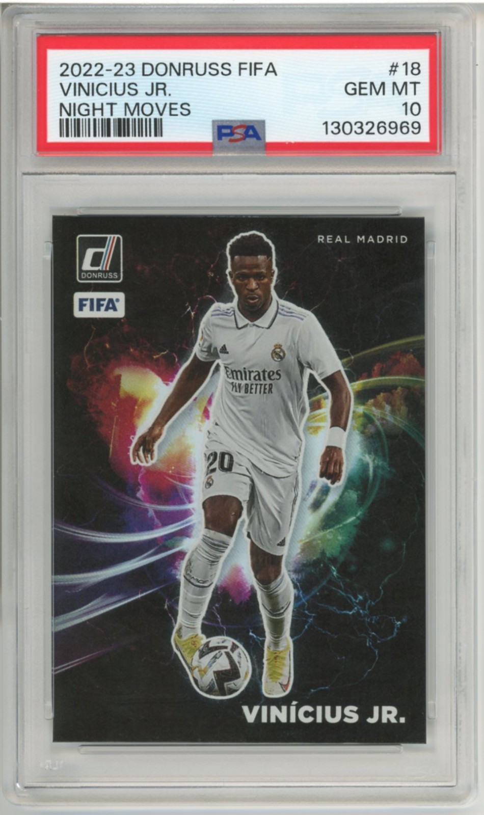 2022-23 PANINI DONRUSS FIFA SOCCER NIGHT MOVES VINICIUS JR PSA 10