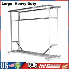Rolling 1000 lbs Garment Rack Heavy Duty Clothing Rack Clothes Rack Adjustable