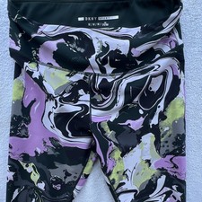 DKNY Sport Women s M Abstract Print Pull-On Leggings Black Purple Green