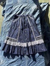 Gunne Sax Jessica's Gunnies Vintage 70s Calico Prairie Navy Midi Skirt Size 11