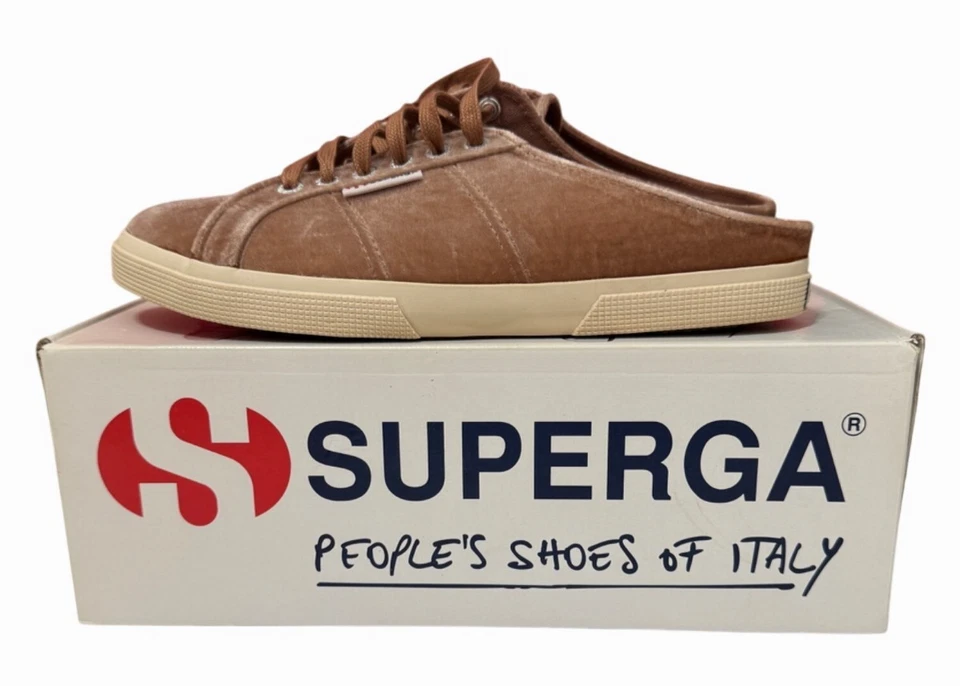 Superga 2288 Crushvellutow румяна новый в коробке бархата кроссовки женщин 8,5 шнурует вверх Италия - Изображение 4 из 4