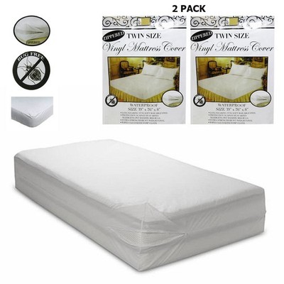 2Pack Twin Size Bed Mattress Covers Plastic with Zipper Waterproof Bed Bug a