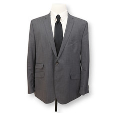 KENNETH COLE mens gray wool polyester sport coat suit jacket blazer 46 R
