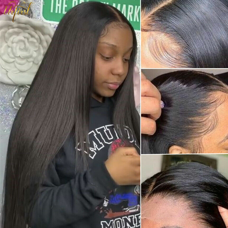 Bone Straight Human Hair Wigs Indian Full Lace Front Wig Transparent Pre  Plucked | eBay