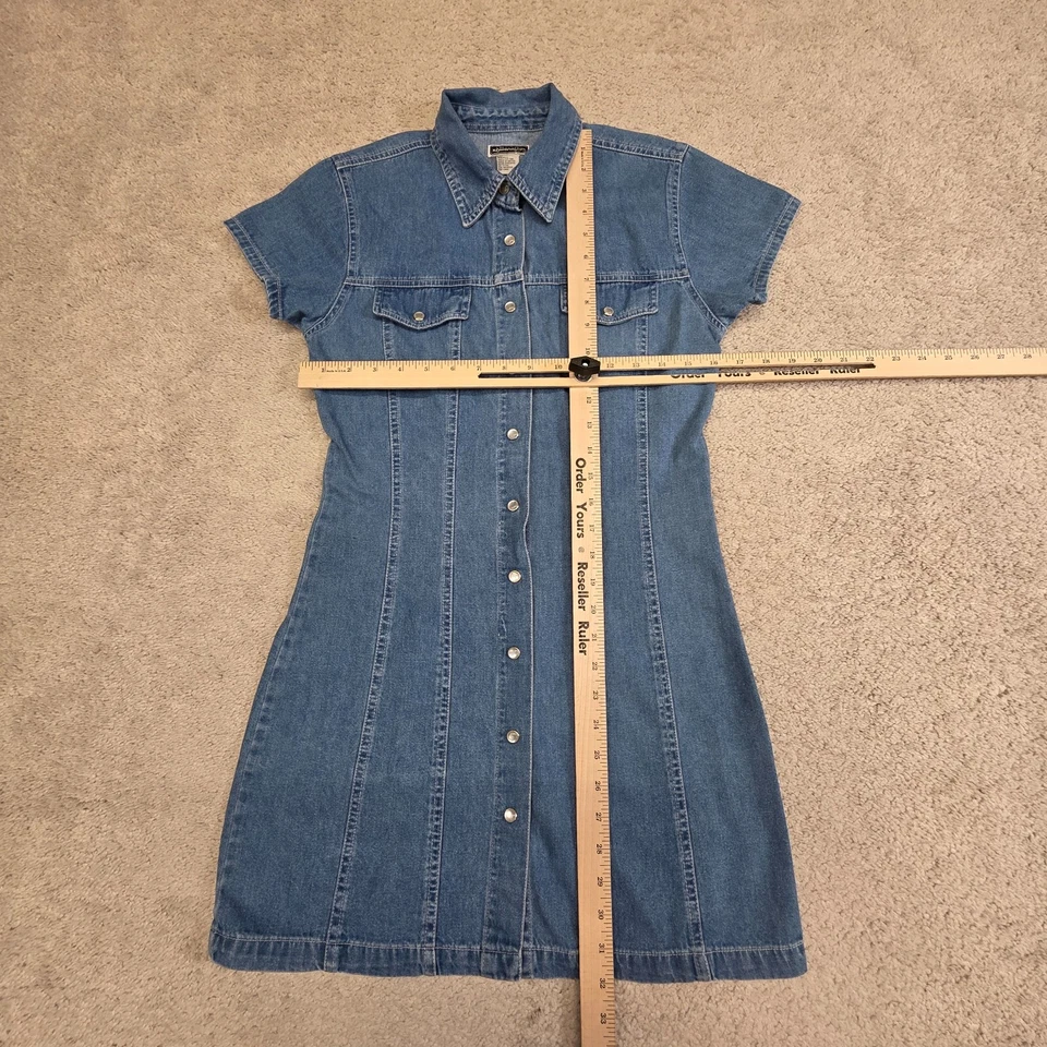 Xhilaration 90s Denim Dress Mini Y2K Retro Pearl Snap Small - Image 4 of 4