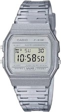 Casio F-91 Digital Dial / Transparent Resin Strap F-91WS-8 Watch Gray