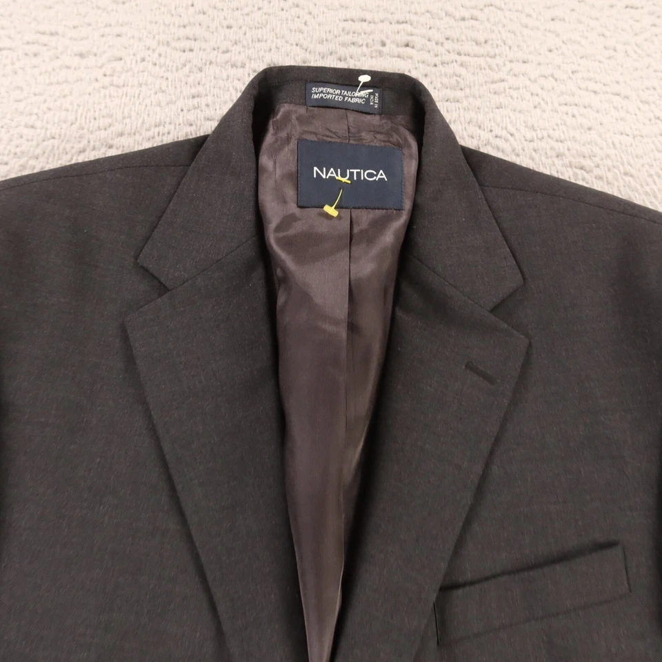 Chaqueta Nautica L Gris Lana Worsted Sarga Blazer Abrigo Deportivo Rendimiento 44R Foto 2 de 4