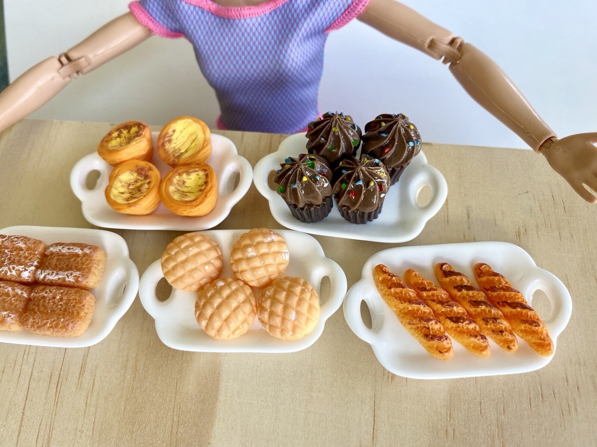 Set 25 Pezzi Miniatura Panetteria In Resina 1:6 - Cupcake Pane Dessert Fatto A Mano USA