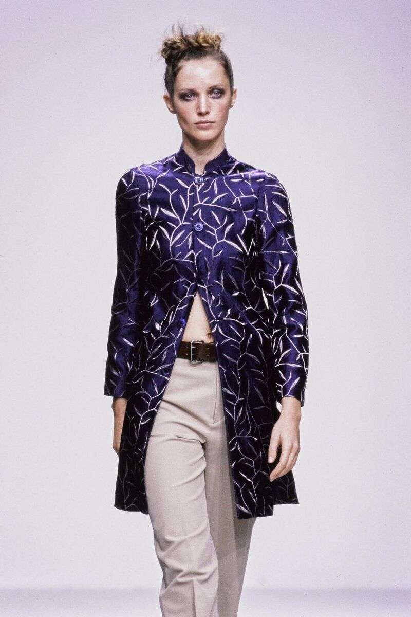 Prada Vintage Spring 1997 Purple Silk Bamboo Leaf Print Prada Vintage Spring 1997 Purple Silk Bamboo Leaf Print