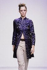 Prada Vintage Spring 1997 Purple Silk Bamboo Leaf Print Jacket 44 Runway Archive