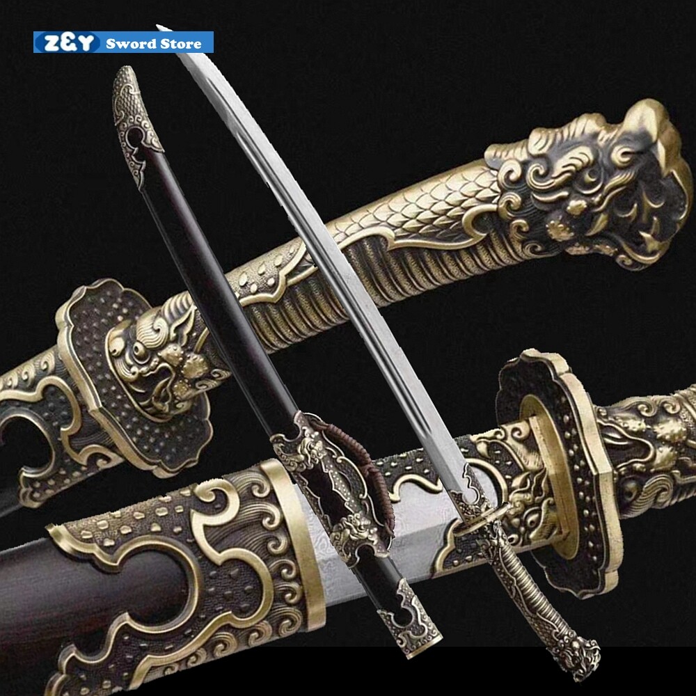 Battle Ready Dao Chinese Broadsword Sword Rotate Damascus Folded