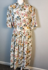 Vintage Alfred Dunner 2 pc Set Size 16 Button Blouse Size 18 Skirt Beige Floral