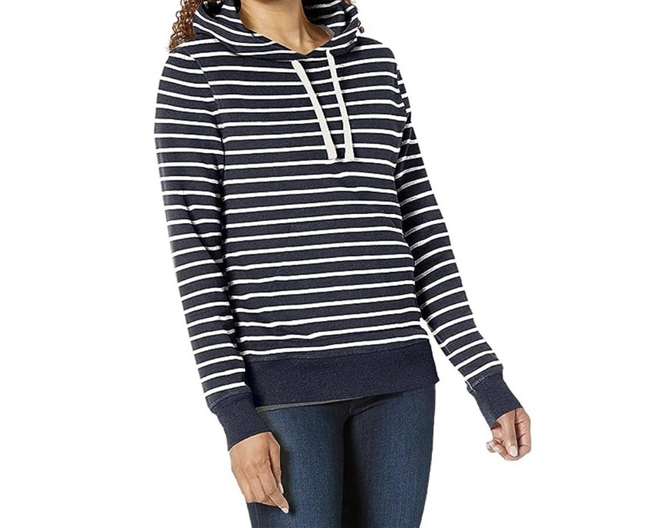 NEW Amazon Essentials Women's Hoodie Size S French Terry Fleece Pullover Blue eBay