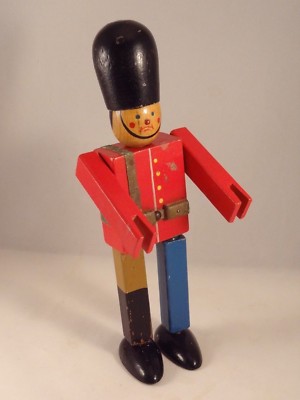 Ancien jouet coffret soldats bois gardes anglais Tri-Ang bois années 1930 Guard