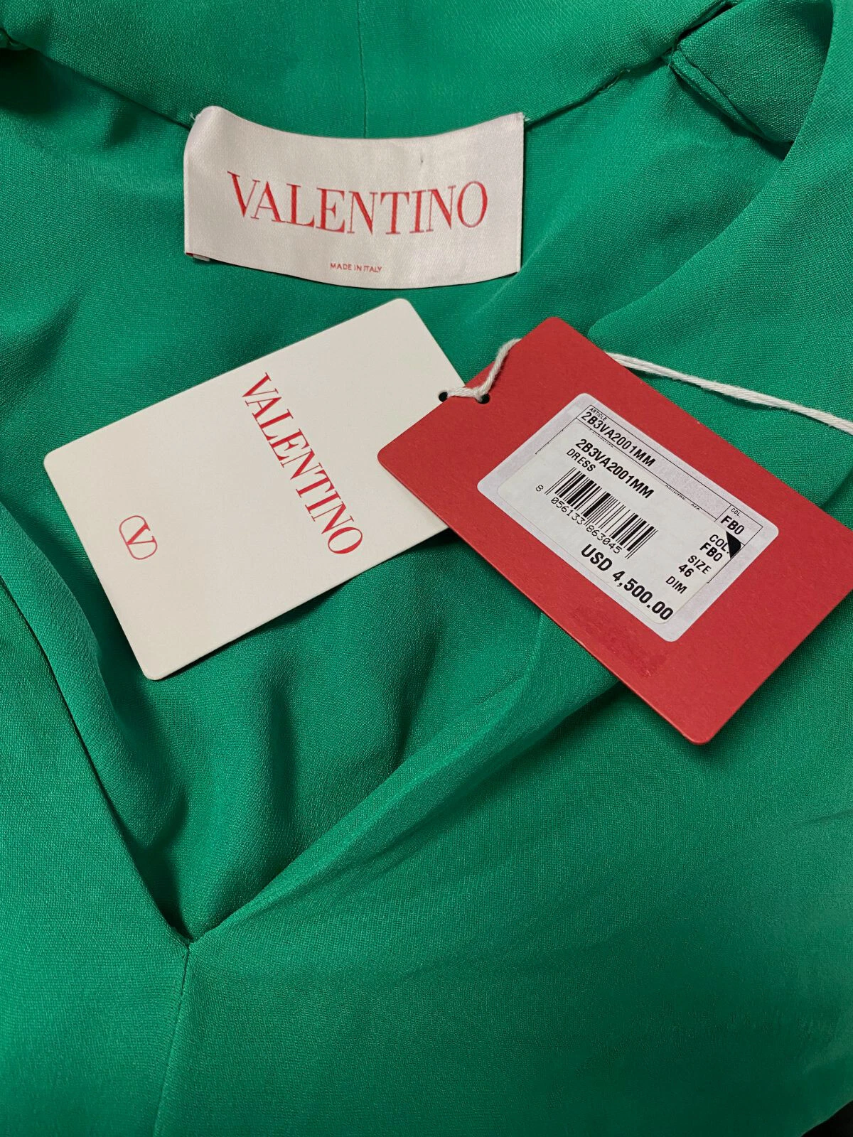 Abito midi da donna verde cady couture Valentino Garavani da $4500 taglia 46