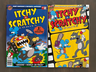 💥 Itchy & Scratchy Vol 1 # 1 & 2 1993 1st Prt # 1 NEWSSTAND