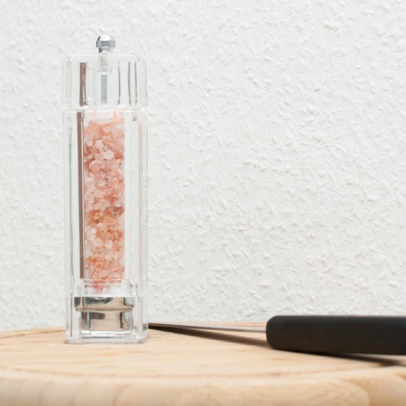 Salzmühle eckig Mühle mit Keramik Mahlwerk mit Granulat Steinsalz 80 g gefüllt - Bild 3 von 4