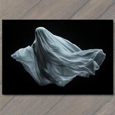 Art Print Halloween Ghost White Sheet Eerie Spooky Phantom Costume Dark Theme