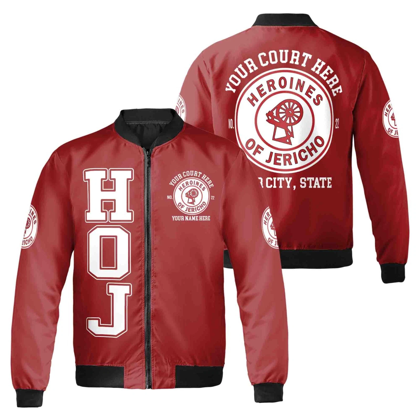 Custom Name HOJ Heroines Of Jericho OES Unisex Bomber Jacket