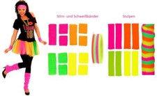 Stulpen oder Schweißbänder neonfarben 80er Jahre Beinstulpen Aerobic Karneval