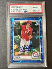 2020 Bowman Draft Sapphire Evan Carter PSA 10 Auto Signed BD-126