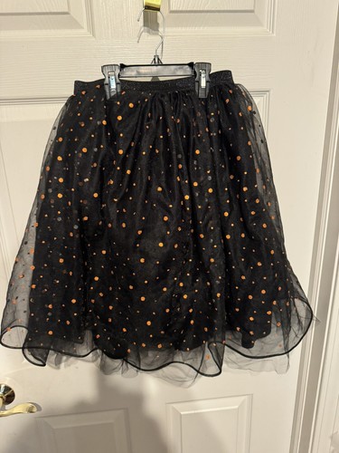 Disney Minnie Mouse Halloween Tutu Skirt Black & Orange Dots Child Size XL 14-16 - Picture 17 of 24