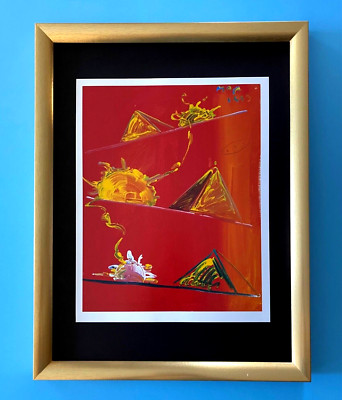 Peter Max | Beautiful Vintage Print Signed | Framed Large 16x12in. Gold Pop Art