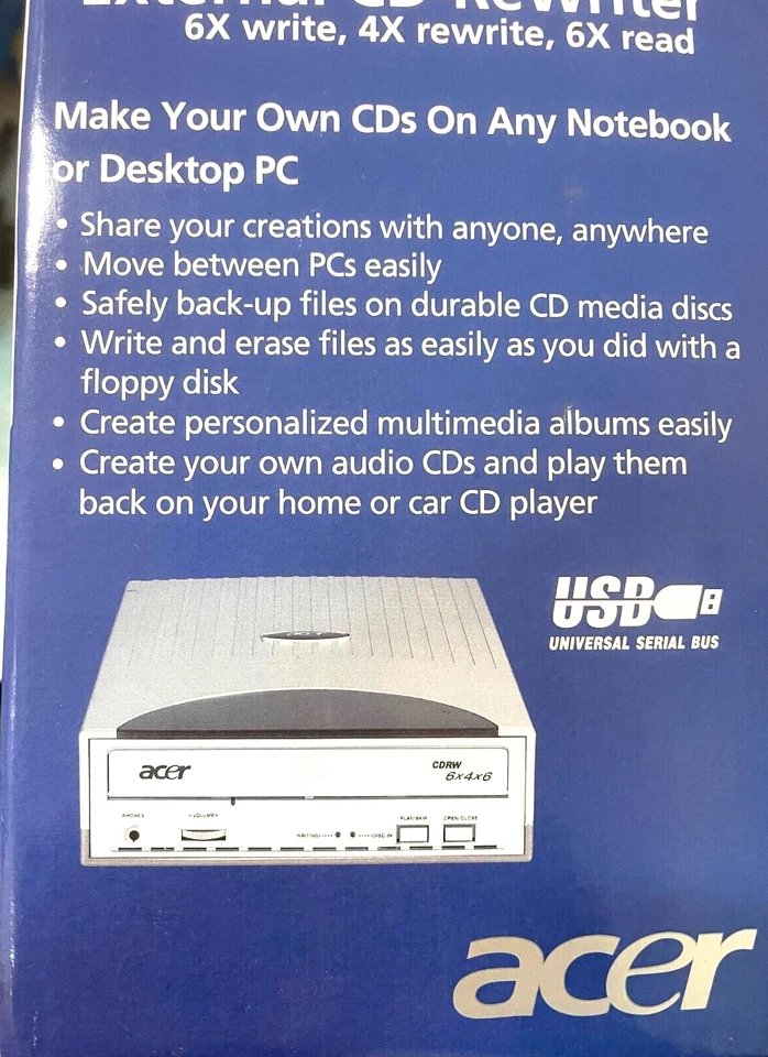 NEW ASUS CRW 6406EU EXTERNAL USB CDRW DRIVE IN FULL RETAIL PACKAGING RM3WL - Image 4 of 4