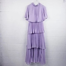 True Decadence Tiered Pleated Formal Maxi Dress Lilac Purple Women's Size 10