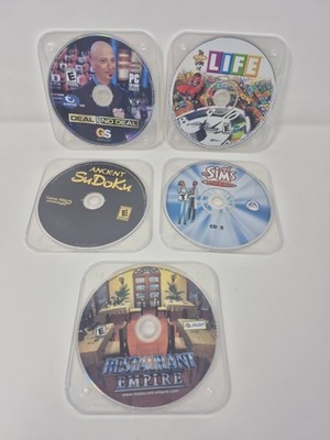 Lot of 5 PC CD-ROM Computer Games - Deal, LIFE, The Sims, Sudoku, Restaurant