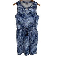 T for Talbots Womens Mini Dress Petite Medium Blue Stretch Resort Cruise Preppy