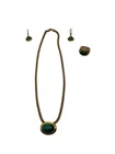 Fabulous Mint Vintage Sterling Silver 18K Gold Agate Cabochon Necklace Ring