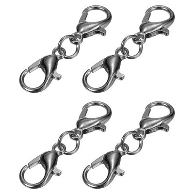 4Pcs Double Lobster Claw Clasps Bracelet Extender (25mm Metallic Black)