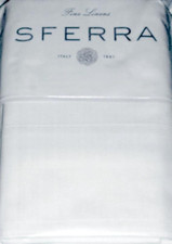 Sferra Tesoro White King Pillowcases Cotton Percale Herringbone Weave Italy New