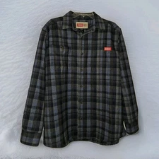 STORMY KROMER  men's wool blend shirt-sz LG-blue plaid-NEW no tags