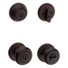 Kwikset Juno Venetian Bronze Exterior Entry Door Knob and Single Cylinder