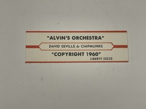 Jukebox Title Strip David Seville Chipmunks Alvin’s Orchestra Copyright 1960